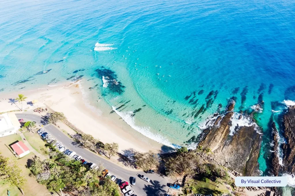 Iconic Snapper Rocks suring beach on the gol coast.